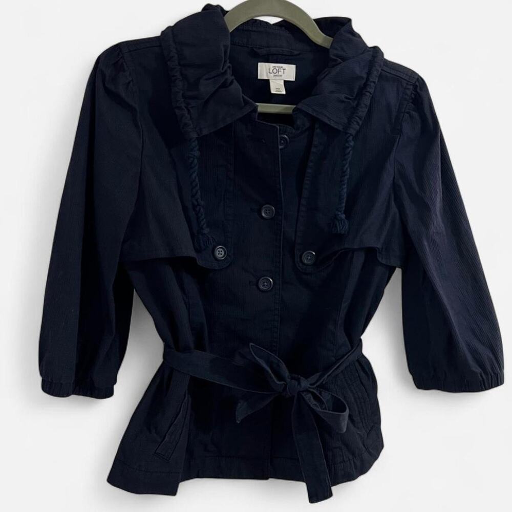 Ann Taylor LOFT Navy Utility Jacket/Cropped Trench Coat